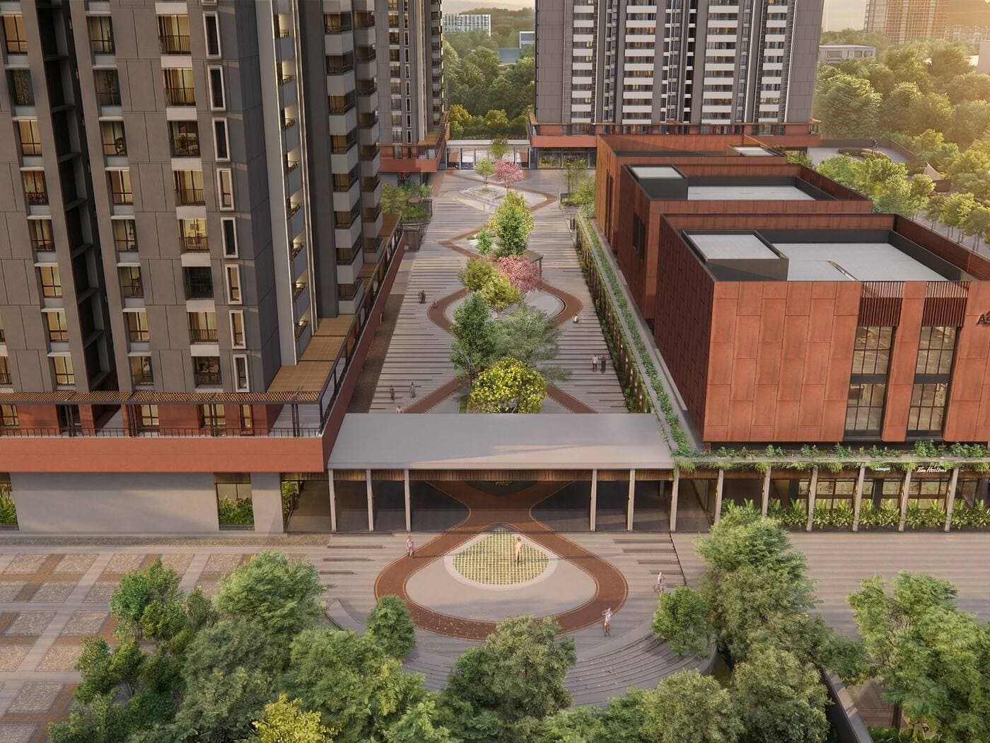 Assetz Codename Sublime aerial view of the clubhouse and central courtyard by Assetz Property Group located off Hoskote, East Bengaluru